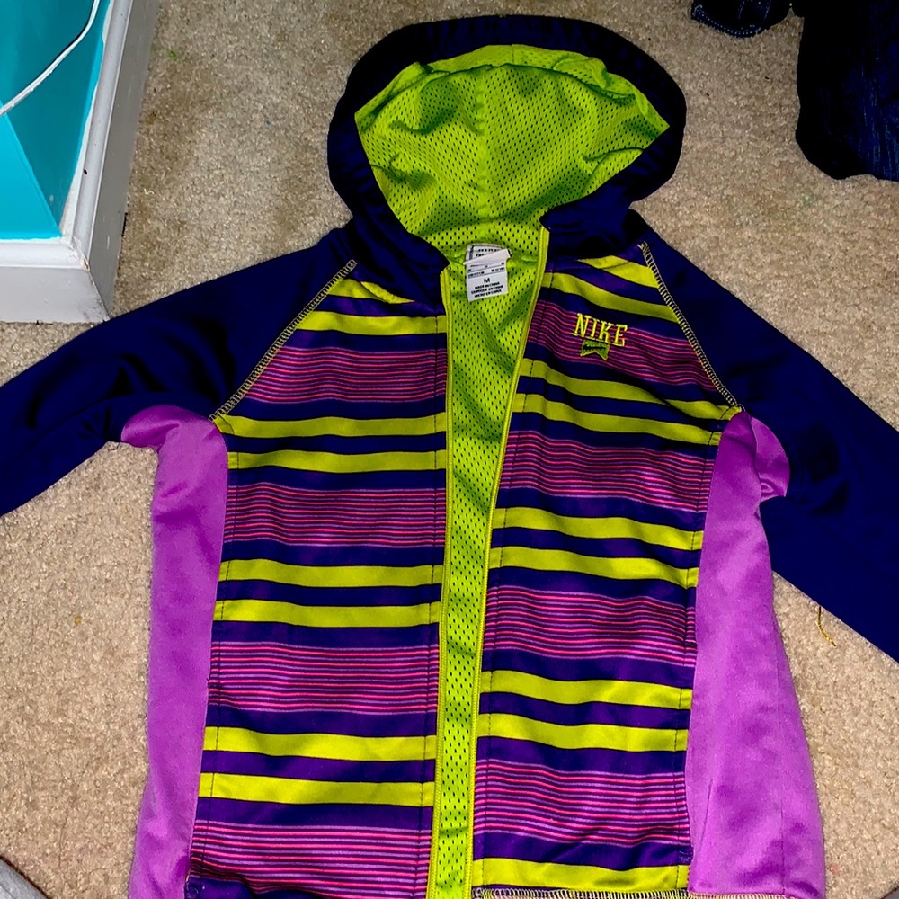 Purple, green and pink nike jacket hoodie